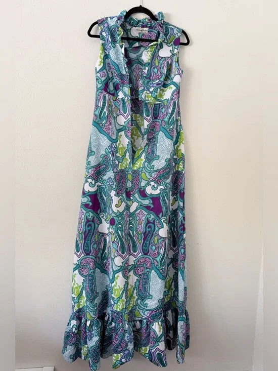 Vintage Hukilau Fashions Authentic Hawaiian Maxi Dress Size M
Teal Purpl Paisley - Picture 5 of 13